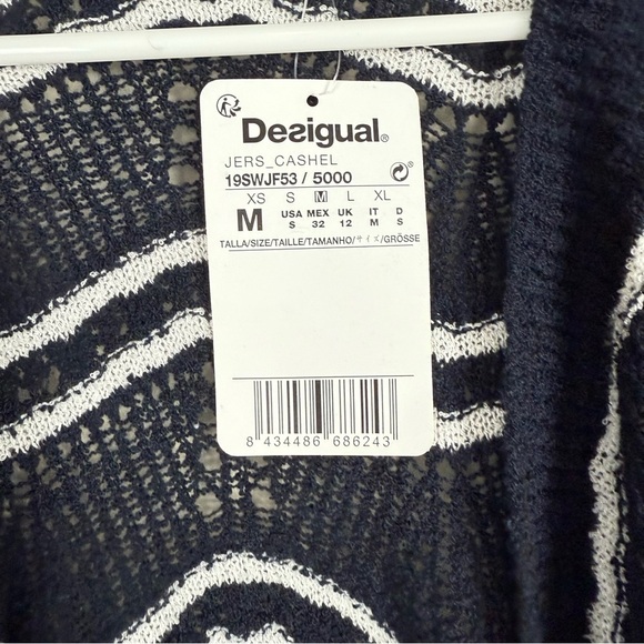 Desigual Cardigan Womens Medium Navy White Stripe Open Front Long Sleeve Red - Picture 6 of 10